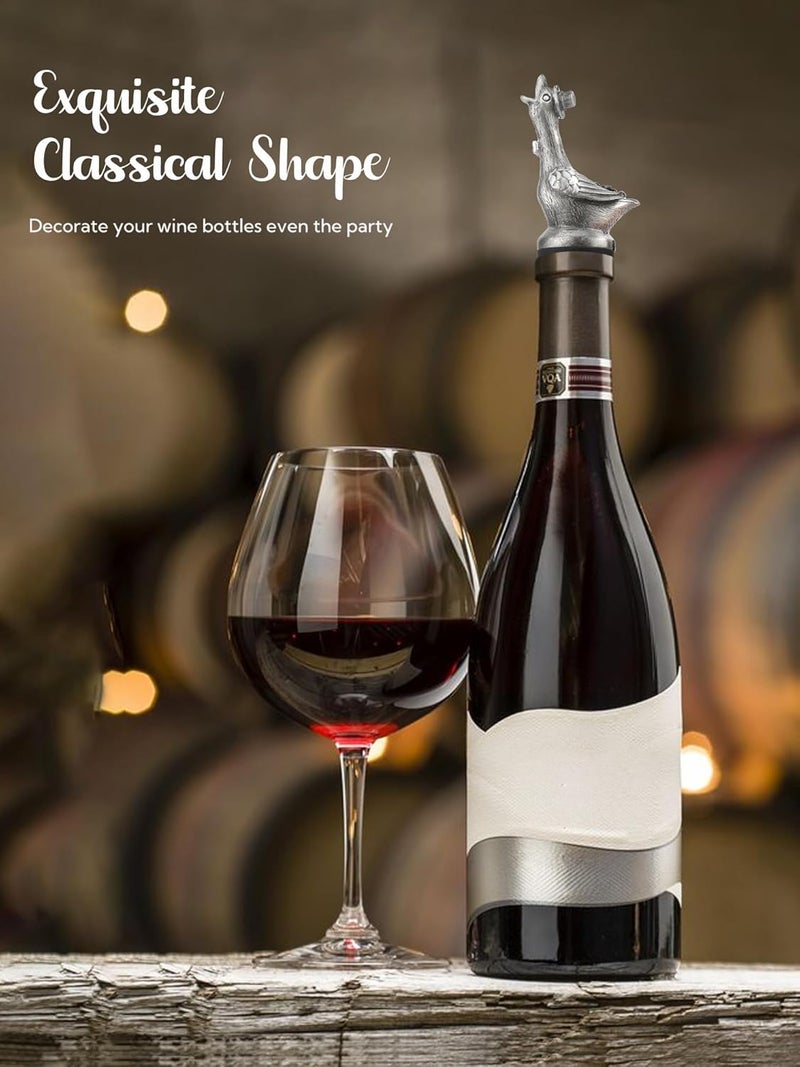 sodknow Goose Wine Pourer with Top Hat, Zinc Alloy Metal Animal Liquor Bottle Pourer Spout with Aerator & Stopper, Drip Free Universal Fit for Wine Whiskey Spirits, Funny Bar Accessory & Gift for Wine Lovers - Image 3
